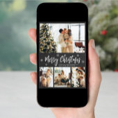 Rustic Krijtbord 4 Foto Collage Kerstmis Feestdagenkaart