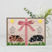 Rustic Kunekune kerstgroet Feestdagenkaart (Staand voorkant)