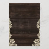 Rustic Lace and Wood Script Calligraphy Wedding Kaart (Achterkant)