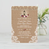 Rustic Lace Burlap Lights Wedding Kaart (Staand voorkant)