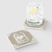 Rustic Lace & Burlap Mason Jar bruiloft Stenen Onderzetter (Zijkant)