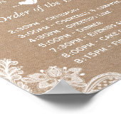 Rustic Lace Burlap Order of the Day Wedding Sign Poster (Hoek)