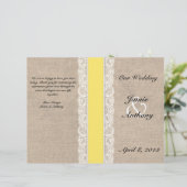 Rustic Lace & Burlap Programme de mariage au ruban (Debout devant)