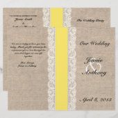 Rustic Lace & Burlap Programme de mariage au ruban (Devant / Derrière)