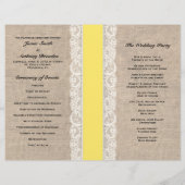 Rustic Lace & Burlap Programme de mariage au ruban (Dos)