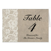 Rustic Lace Burlap Table Place Card Holder (Voorkant Horizontaal)