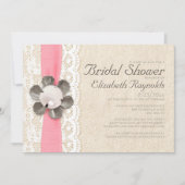 Rustic Lace en Pearls Bridal Shower Invitations Kaart (Voorkant)