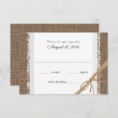 Rustic Lace et Burlap Wedding RSVP (Devant / Derrière)