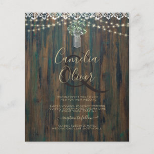 Rustic Lace Gypsophila Lights Mason Jar Wedding Flyer