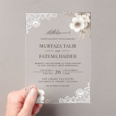 Rustic Lace Ivory Floral Islamic Wedding Acryl Uitnodigingen (Insitu (Draagbaar))