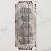 Rustic Lace Jar Wood String Lights Wedding Program Programma (Achterkant)