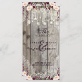 Rustic Lace Jar Wood String Lights Wedding Program Programma (Voorkant / Achterkant)