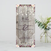 Rustic Lace Jar Wood String Lights Wedding Program Programma (Staand voorkant)