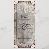 Rustic Lace Jar Wood String Lights Wedding Program Programma (Voorkant)
