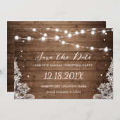 Rustic Lace kerstparty Save the Date (Voorkant / Achterkant)