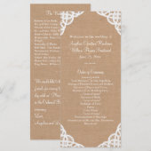 Rustic Lace & Medium Burlap Programme de mariage (Devant / Derrière)