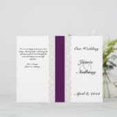 Rustic Lace & Plum Ribbon Wedding Programme (Staand voorkant)