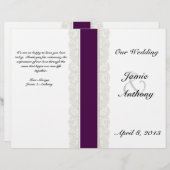 Rustic Lace & Plum Ribbon Wedding Programme (Voorkant / Achterkant)