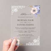 Rustic Lace Purple Floral Islamic Wedding Acryl Uitnodigingen (Insitu (Draagbaar))