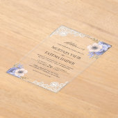 Rustic Lace Purple Floral Islamic Wedding Acryl Uitnodigingen (Laagn)