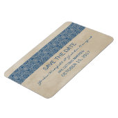 Rustic Lace Save the Date Magnet, Blue Magneet (Linkerzijde)