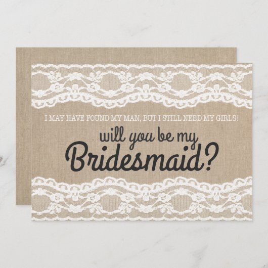 Rustic Lace Seras-Tu Mon Invitation De Foutaise (Devant / Derrière)