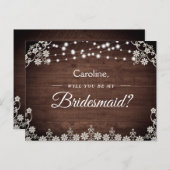 Rustic Lace String Light zal mijn Bridesmaid zijn Uitnodiging Briefkaart (Voorkant / Achterkant)