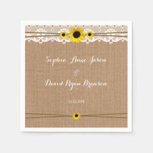 Rustic Lace, Sun Flowers, Burlap Wedding Custom Servet