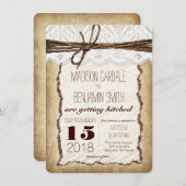  Rustic Lace Twine Wedding Invitations Kaart (Voorkant / Achterkant)