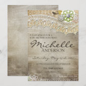 Rustic Lace Vervaaide BABY Uitnodiging (Voorkant / Achterkant)