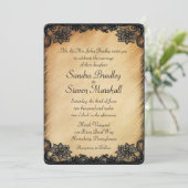 Rustic Lace Wedding Invitation Kaart (Staand voorkant)