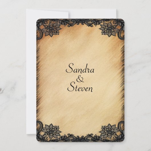 Rustic Lace Wedding Invitation Kaart (Achterkant)