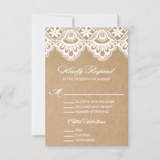 RUSTIC LACE | WEDDING RSVP ENCLOSURE CARD 2 (Voorkant)