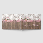 Rustic Lace Wood Baby shower bruiloft gastenboek (Volledig)