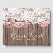 Rustic Lace Wood Baby shower bruiloft gastenboek (Voorkant)