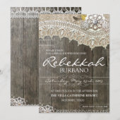 Rustic Lace Wood Bridal Shower Kaart (Voorkant / Achterkant)