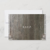 Rustic Lace Wood Floral Wedding Reception RSVP (Achterkant)
