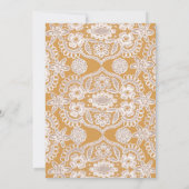 Rustic Lace Yellow Wedding Invitations Kaart (Achterkant)