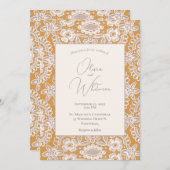 Rustic Lace Yellow Wedding Invitations Kaart (Voorkant / Achterkant)