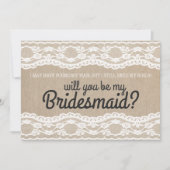 Rustic Lace... zal jij mijn Bridesmaid uitnodiging (Voorkant)