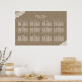 Rustic Laced Corner Burlap Wedding Seating Chart Poster (Keuken)