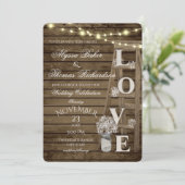 Rustic Ladder and Lights Love Wedding Invitation Kaart (Staand voorkant)