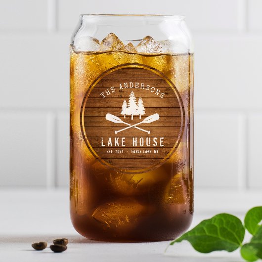 Rustic Lake House Bateau Arbres Bois Imprimer