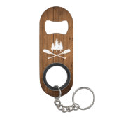 Rustic Lake House Boat Oars Trees Wood Print Mini Flessenopener (Achterkant)