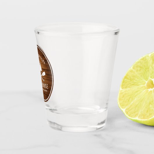 Rustic Lake House Boat Oars Trees Wood Print Shot Glas (Rechts)