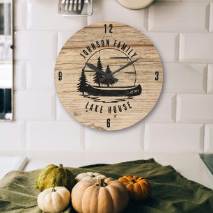 Rustic Lake House Custom Family Name Grote Klok