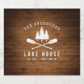 Rustic Lake House Oars Trees Wood Print Likeurfles Etiket (Enkel label)