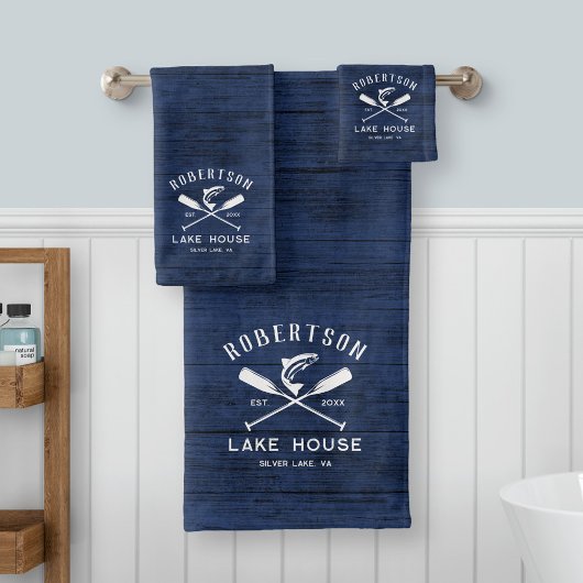Rustic Lake Maison Nom de famille Blue Wood