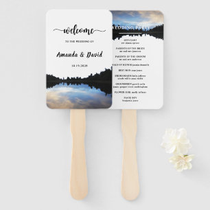 ©Rustic Lake Reflections Lakeside Wedding Hand Fan Handwaaier