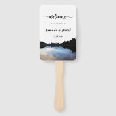 ©Rustic Lake Reflections Lakeside Wedding Hand Fan Handwaaier (Voorkant)